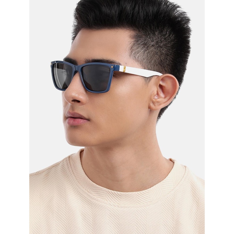 Carlton London Blue with White Toned and UV Protected Lens Rectangle Sunglass