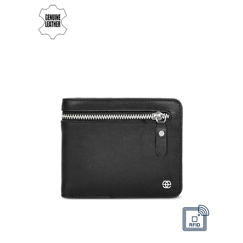 Eske Men Black Solid Two Fold Leather Wallet