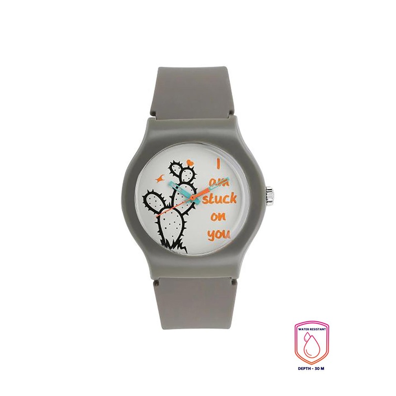 Fastrack Unisex Grey Cactus Print Dial & Grey Strap Tees Valentine Analogue Watch 9915PP71