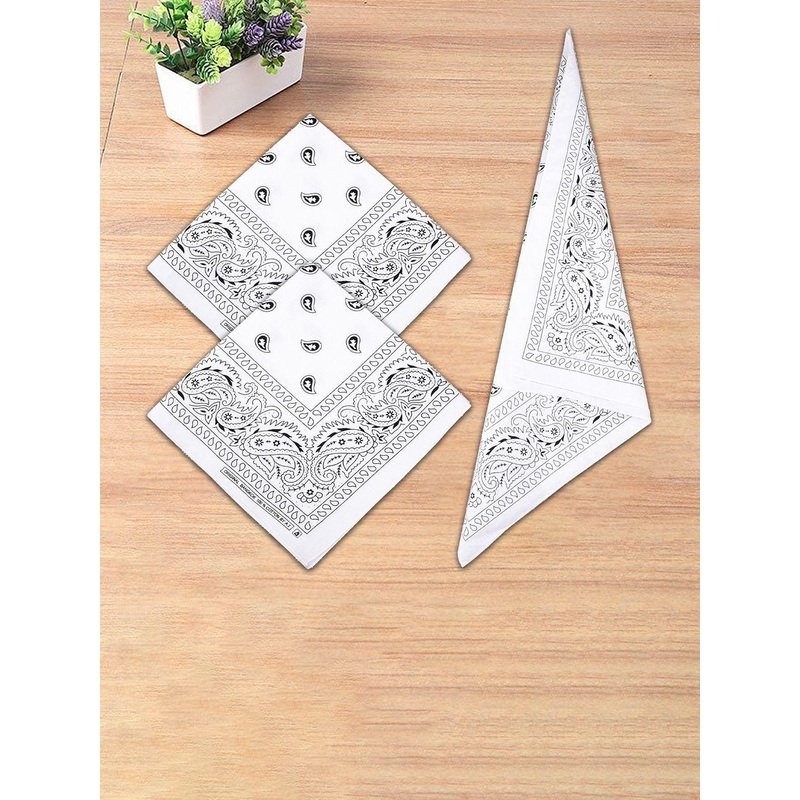 Kuber Industries Pack Of 2 White Printed Cotton Handkerchief