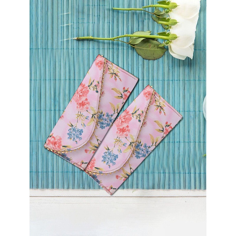 Kuber Industries Unisex Set Of 6 Floral Printed Waterproof Leather & Silk Shagun Envelopes