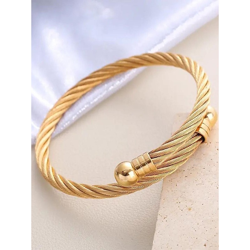 MEENAZ Unisex Gold-Plated Stainless Steel Anti Tarnish Kada Bracelet