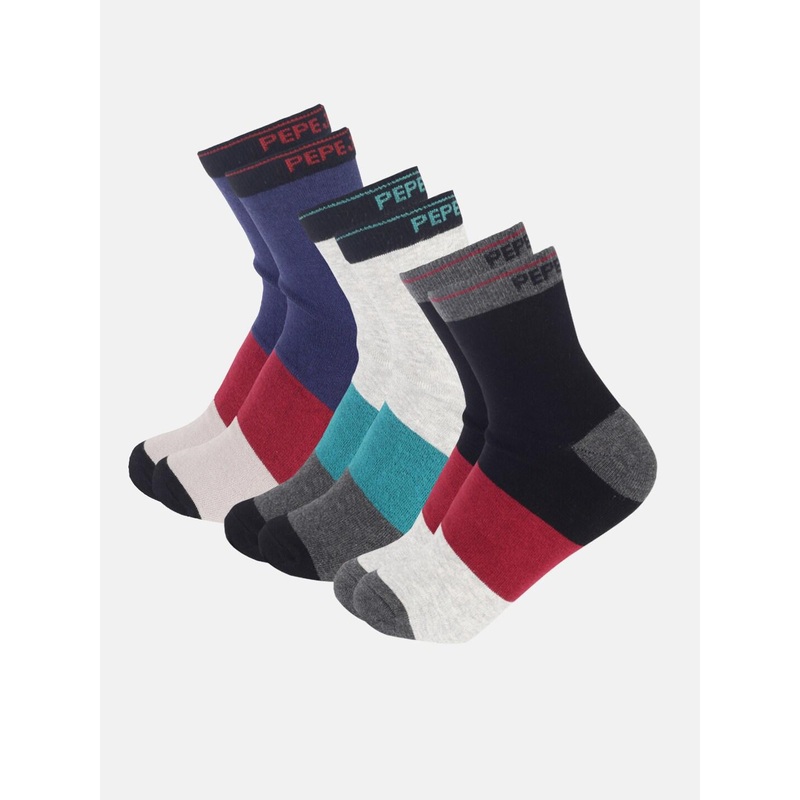 Pepe Jeans Men Pack of 3 Colourblocked Ankle-Length Socks