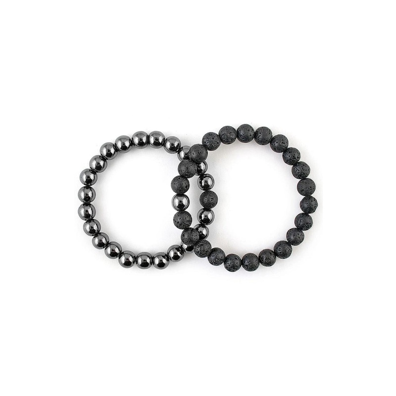 SENROAR Unisex Fabric Crystals Elasticated Handcrafted Couple Bracelet