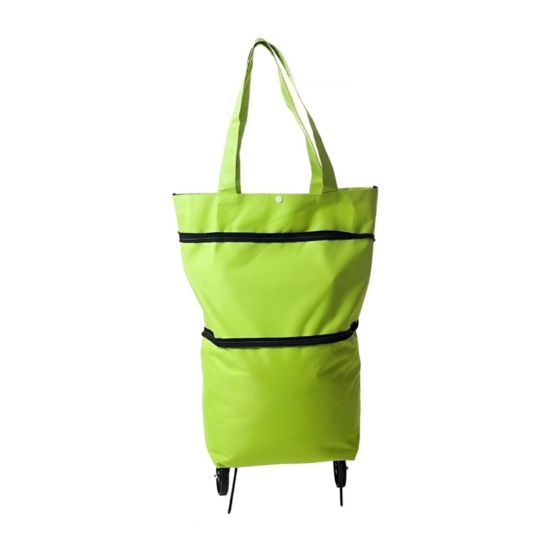 upkaranwale Green Tug Foldable Bag With Wheels