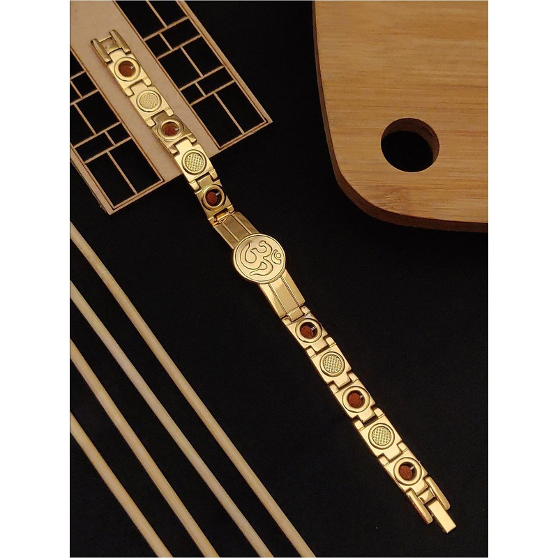 WATCHSTAR Unisex Gold-Plated Stainless Steel Stone Studded Wraparound Bracelet