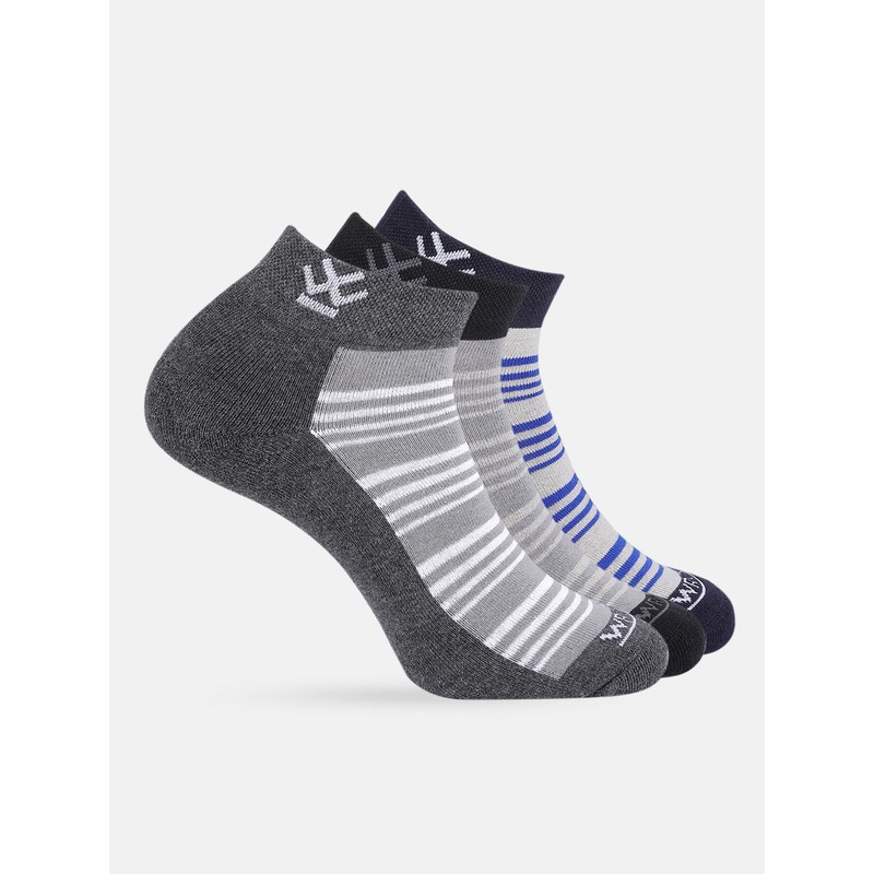 WROGN Unisex Pack of 3 Striped Ankle Length Socks