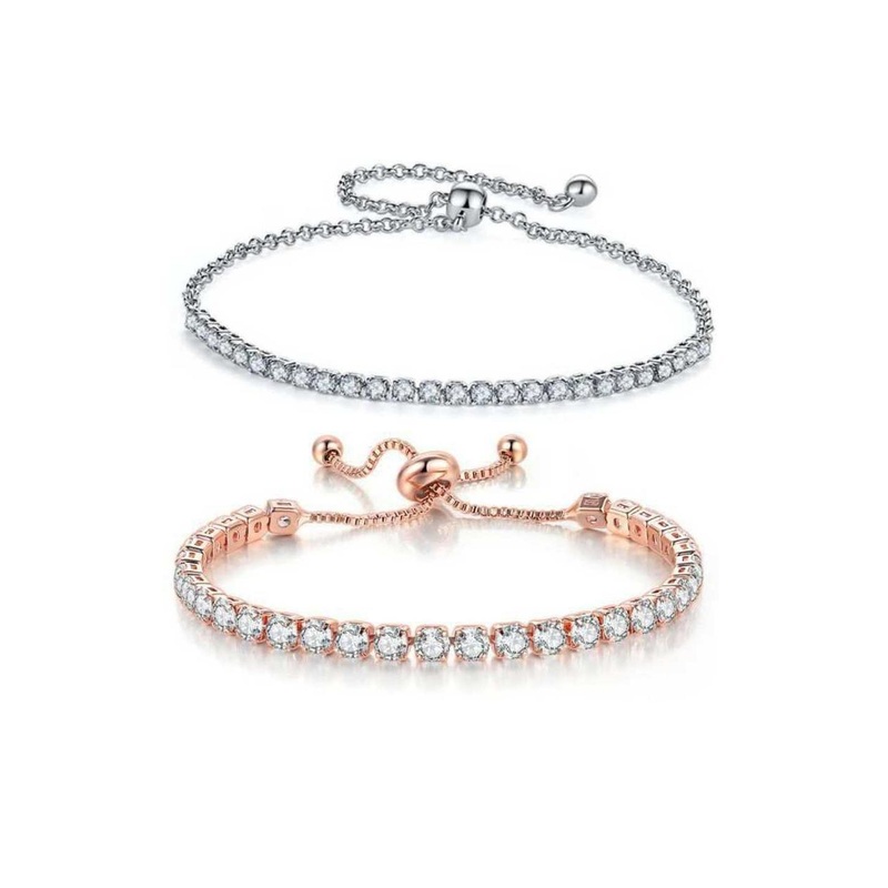 19TH JULY JEWELS Unisex 2 Brass Cubic Zirconia Copper-Plated Multistrand Bracelet