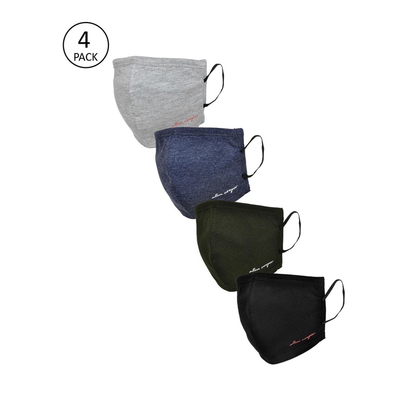 Allen Cooper Unisex Pack Of 4 Solid Reusable 3-Ply Cloth Masks