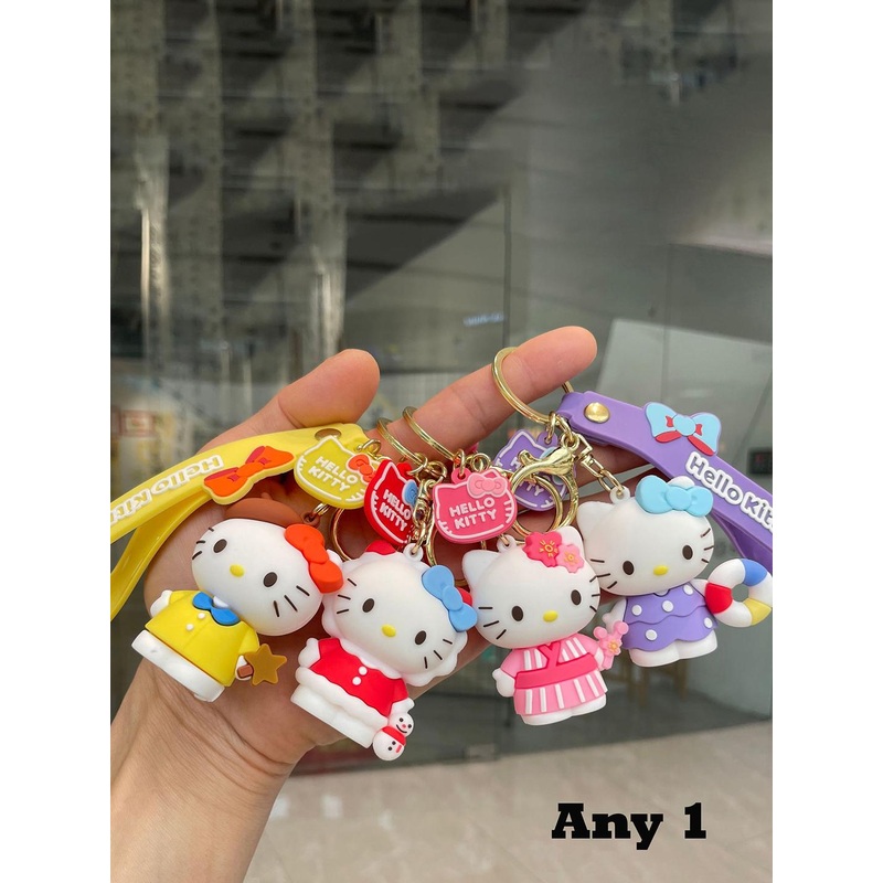 Flenzy ANY1 Color 3D HelloKitty cartoon KeyChain With Silicone Belt