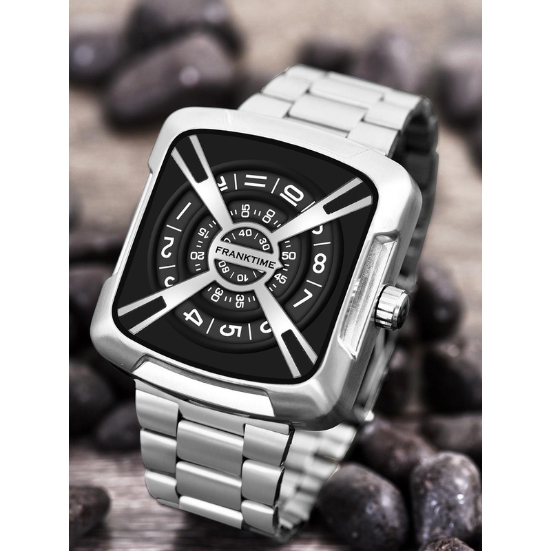 Franktime Men Stainless Steel Bracelet Style Straps Analogue Watch FT-0023 BLK