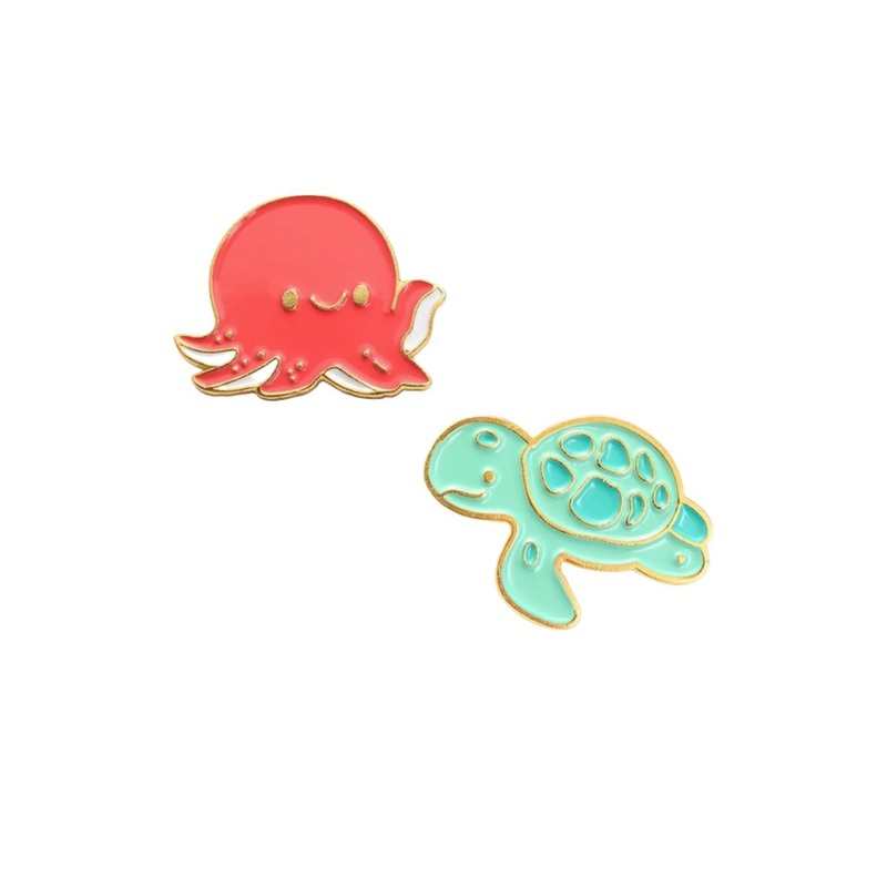 FURE Multicoloured Octopus & Tortoise Enamel Pins Alloy Brooch