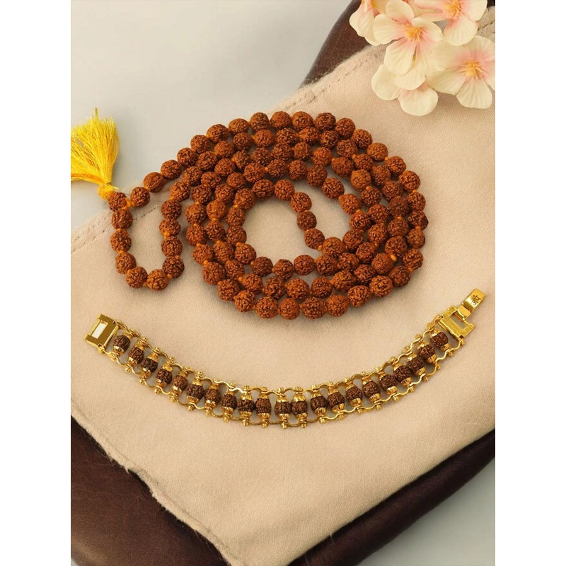 Japam Modern Rudraksha Bracelet + Brown Rudraksha Mala