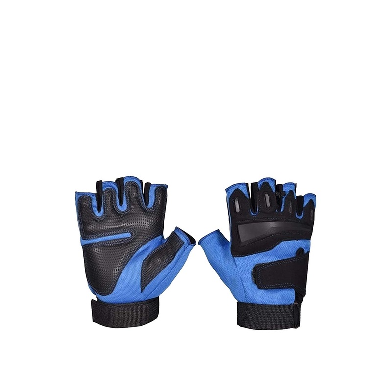 Alexvyan Men Double Velcro Snuggly-Fit Fingerless Protective Gym & Sports Gloves