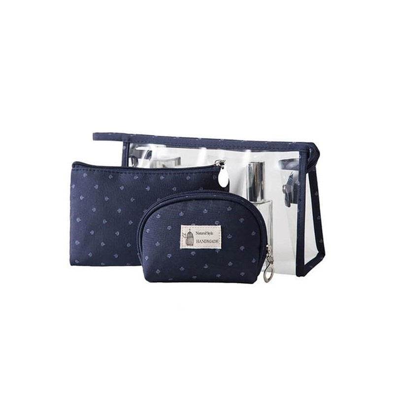 Awestuffs Set of 3 Purple Makeup Travel Toiletry Kit