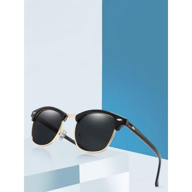 DEXENT COLLECTION Unisex Round Sunglasses With UV Protected Lens Club Master Black