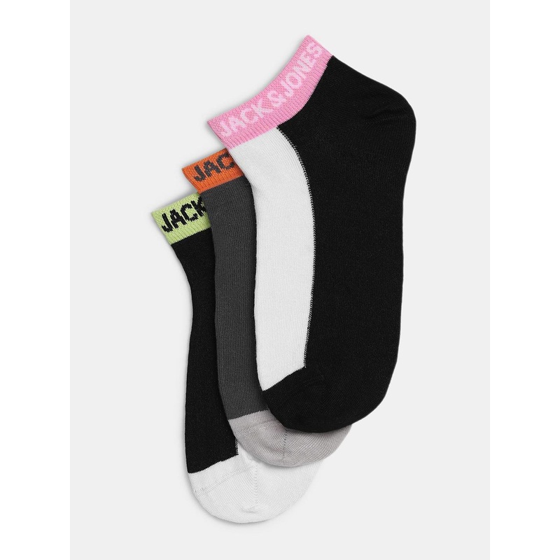 Jack & Jones Men Pack Of 3 Color-Blocked Ankle-Length Socks