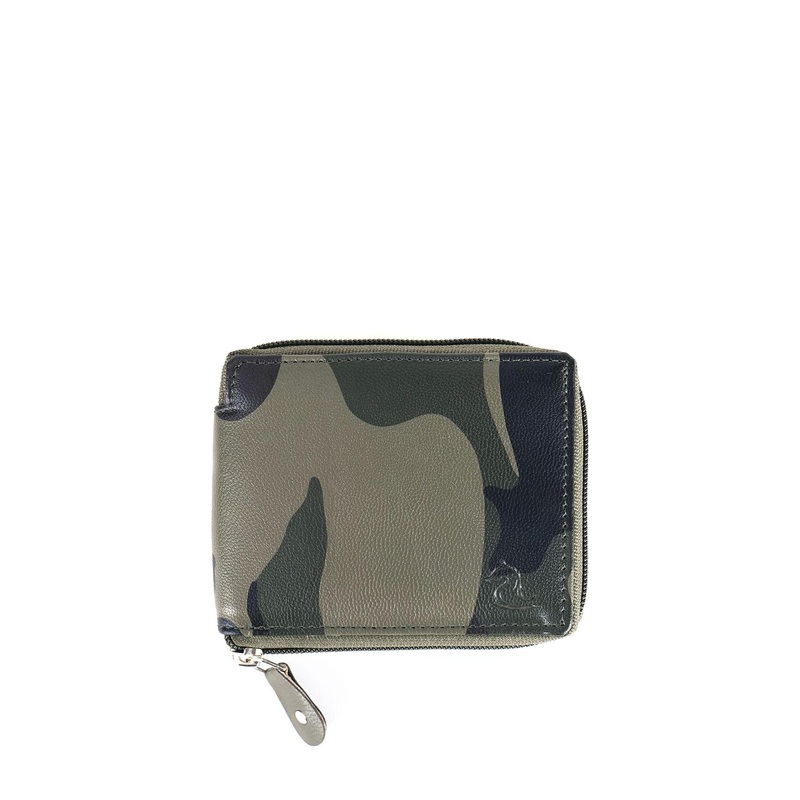 Kara Men Camouflage Printed Zip Detail PU Zip Around Wallet