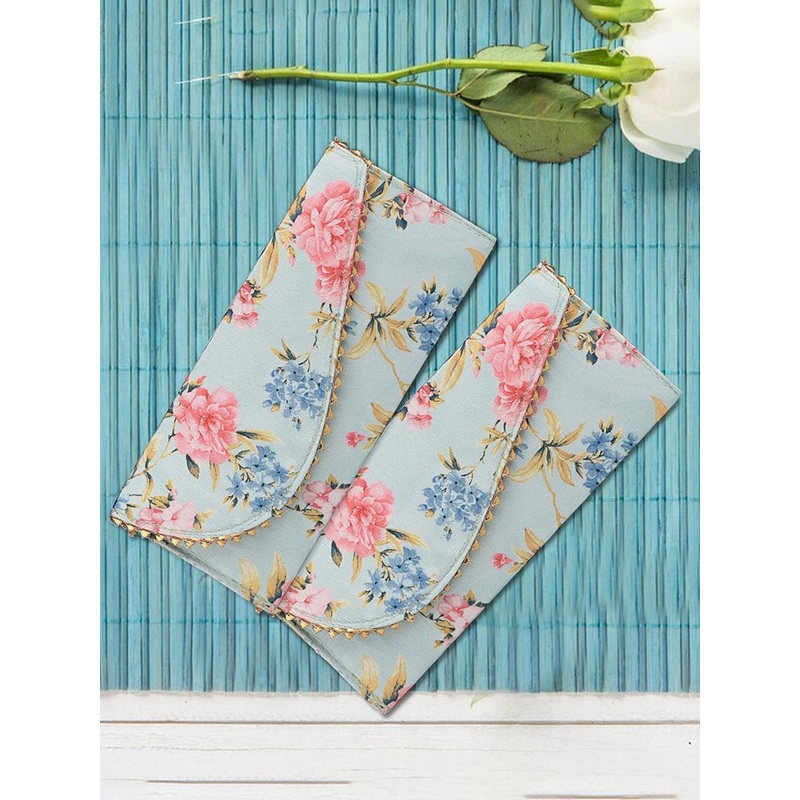 Kuber Industries Set Of 3 Floral Printed Envelopes For Gifting Money With Button