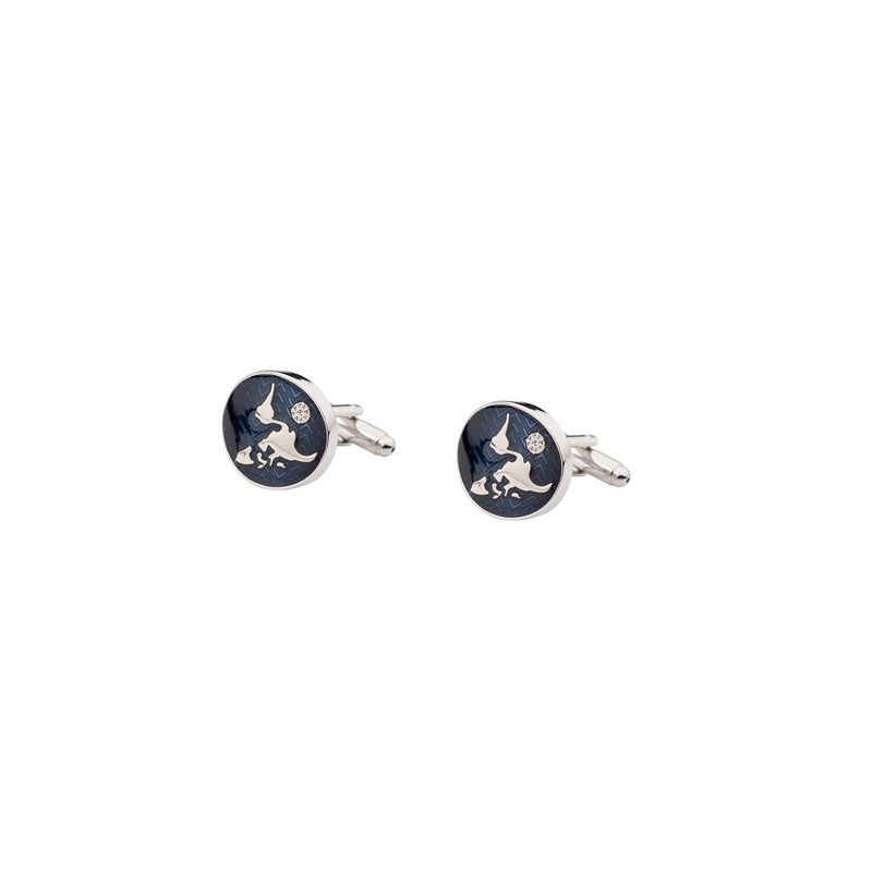 The Tie Hub Navy Blue Rhodium-Plated Quirky Cufflinks