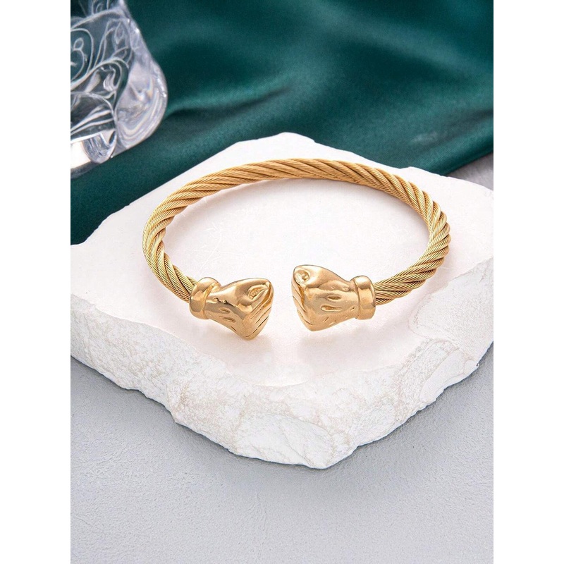 Thrillz Men Stainless Steel Gold-Plated Cuff Bracelet