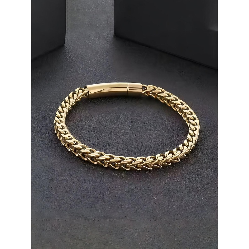 Thrillz Men Stainless Steel Gold Plated Link Bracelet
