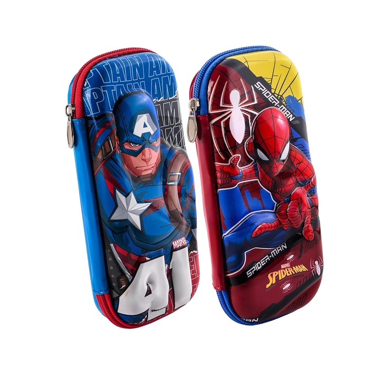 YK Boys Pack Of 2 Captain America Printed Waterproof 3D Pencil Boxes