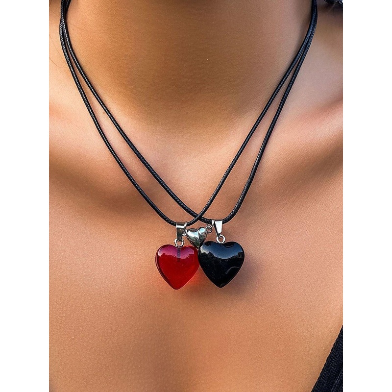 AGARWALPRODUCT Unisex Set of 2 Heart couple bracelet Pendants With Chains