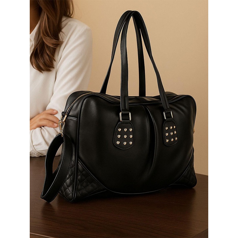 CIMONI Unisex Solid Structured Embellished Leather Shoulder Bag