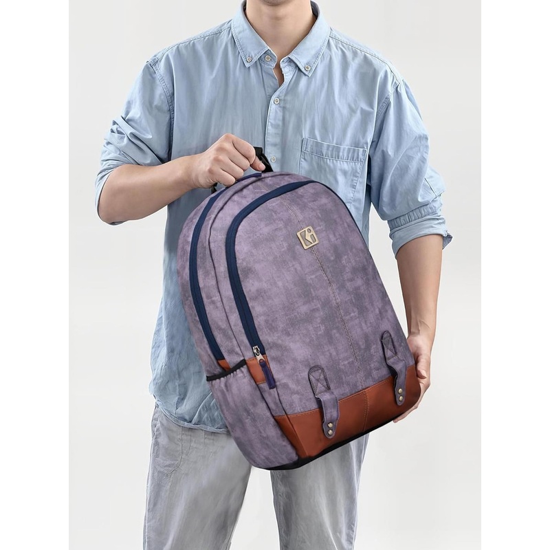 Kuber Industries Men Sandstone Grey Premium Faux Leather Laptop Bag 25L