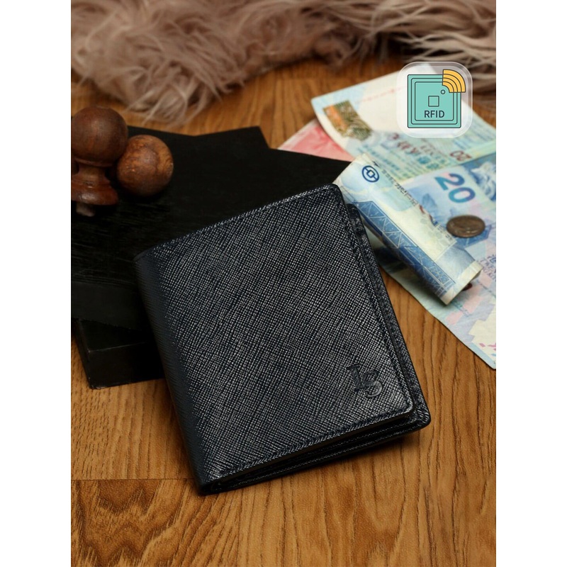 Louis Stitch Saffiano Leather Blue Bifold Wallet for Men