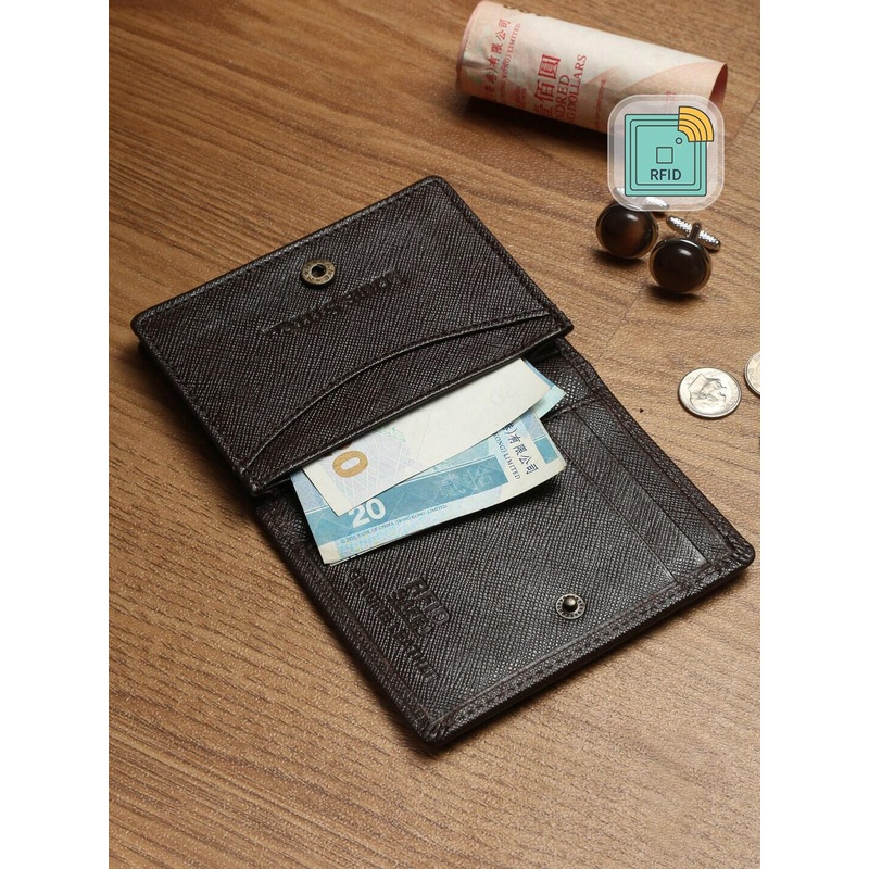 Louis Stitch Saffiano Leather Brown Bifold Wallet for Men