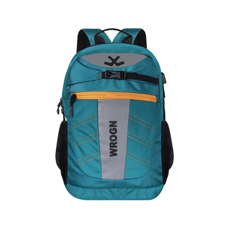 WROGN Unisex Teal Embellished Backpack with Reflective Strip 42 L