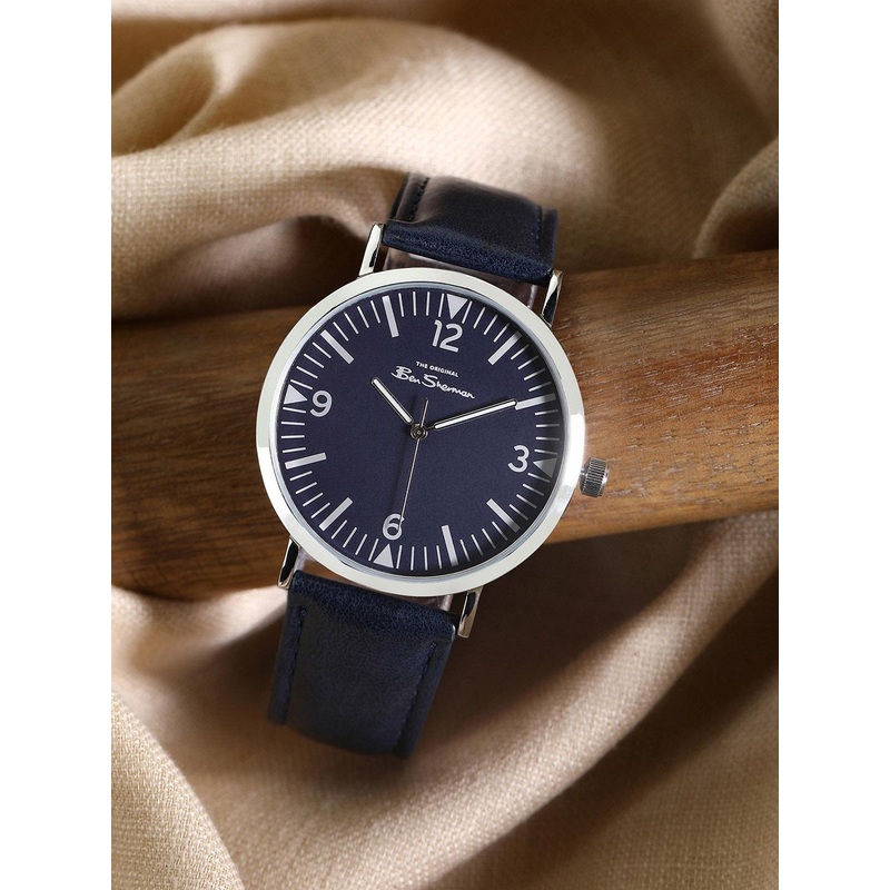 BEN SHERMAN Men Dial & Leather Bracelet Style Straps Analogue Watch BS092U