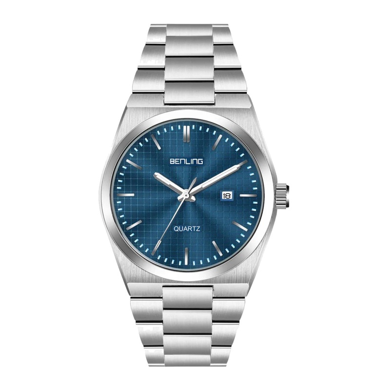 BENLING Men Round Dial & Stainless Steel Bracelet Style Analogue Watch BENL-0014-BLUE