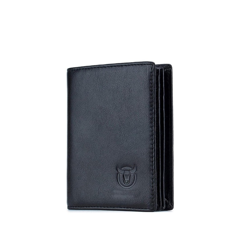CONTACTS Men Black Leather RFID Two Fold Wallet