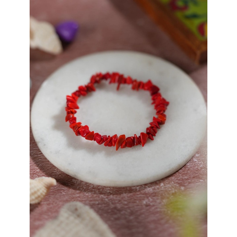 craftNyou Unisex Red Stone Bracelet