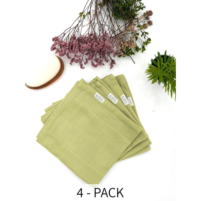 Doctor Towels Green Striped 380GSM Set of 4 Anti-Bacterial Banana Towel Set