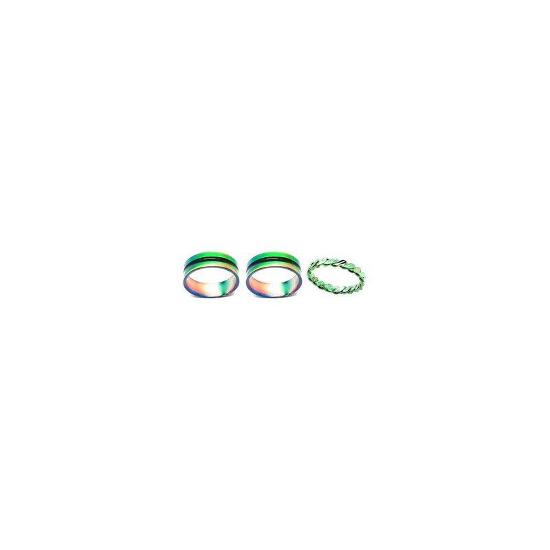 Dynamic Retail Global Set of 3 Rings for Men & Women, Green-Green Alloy Ring ()