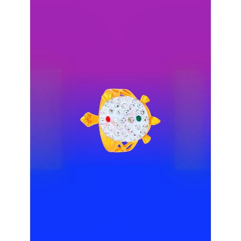 Dynamic Retail Global Unisex Gold Color Brass Crystals Ethnic Finger Ring