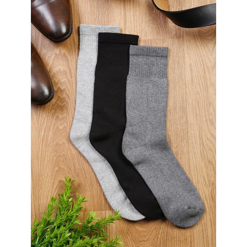 LOUIS STITCH Men Pack Of 3 Egyptian Patterned Calf Length Antimicrobial Socks