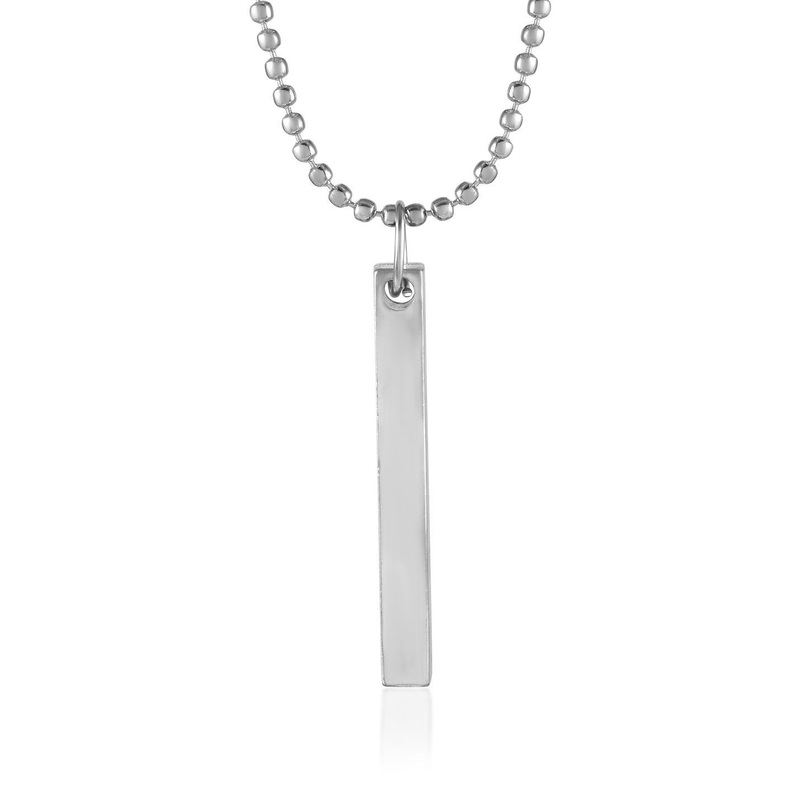 Morir Stainless Steel Bar Pendant Necklace For Men Ball Chain Locket For Unisex