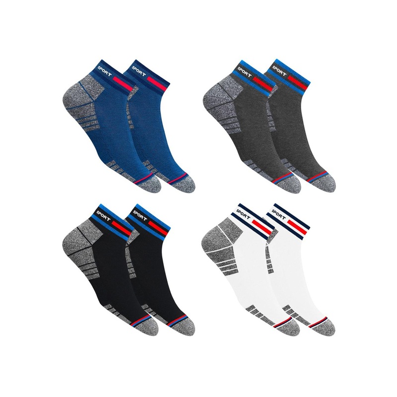 NAVYSPORT Unisex Pair of 4 Casual Cushion Cotton Ankle Socks
