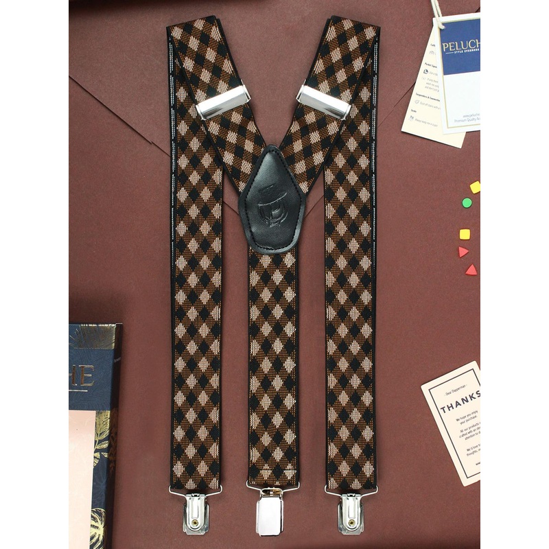 PELUCHE Men Brown Checked Suspenders