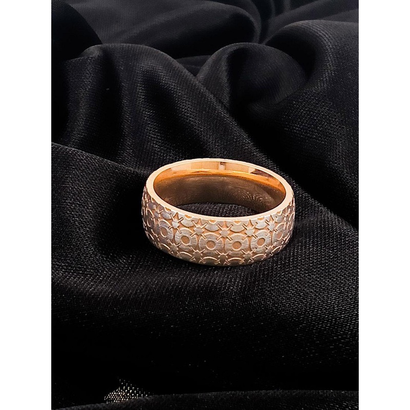 Saizen Stainless Steel Rose Gold-Plated Intricate Textured Adjustable Finger Ring