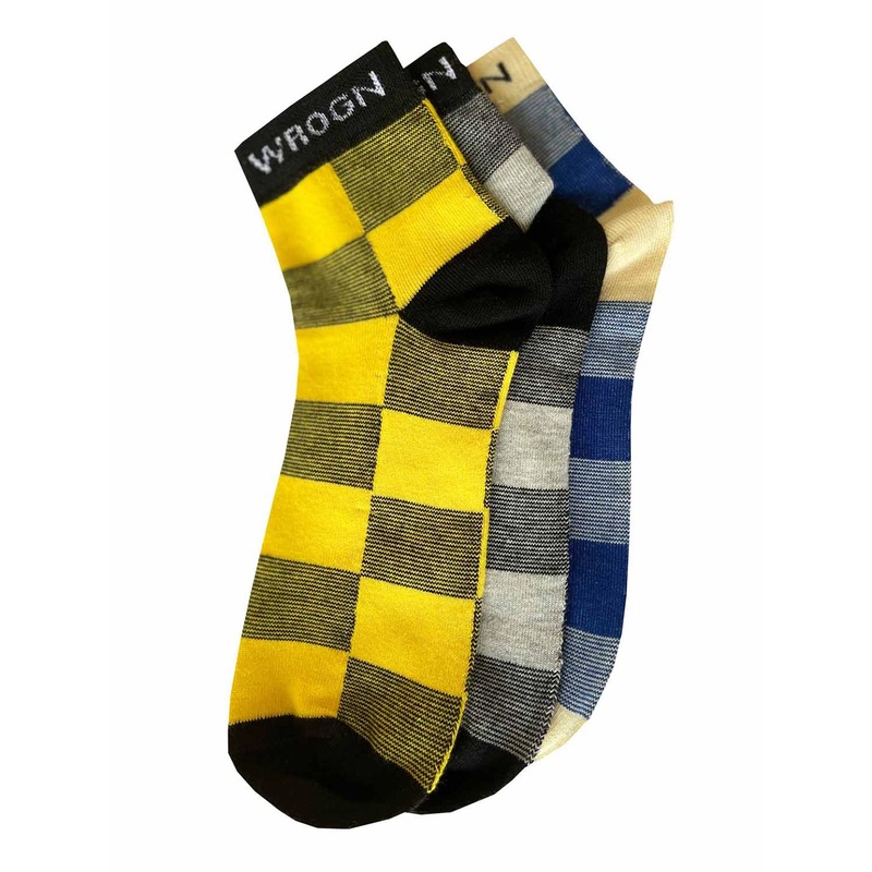 WROGN Men Pack Of 3 Checked Socks