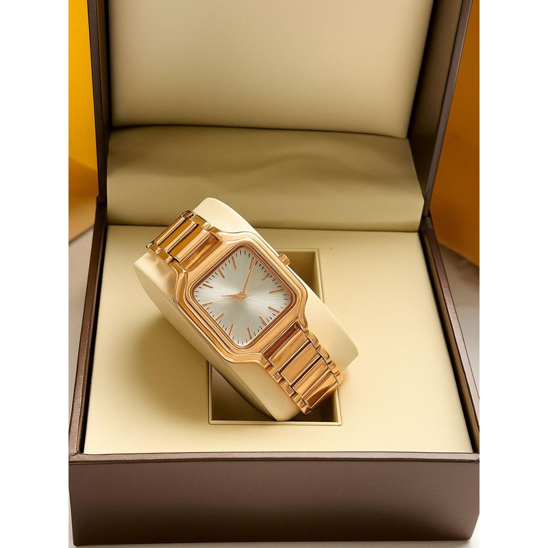 YUKAX Men Brass Dial & Stainless Steel Bracelet Style Straps Analogue Watch 503_Rosegold