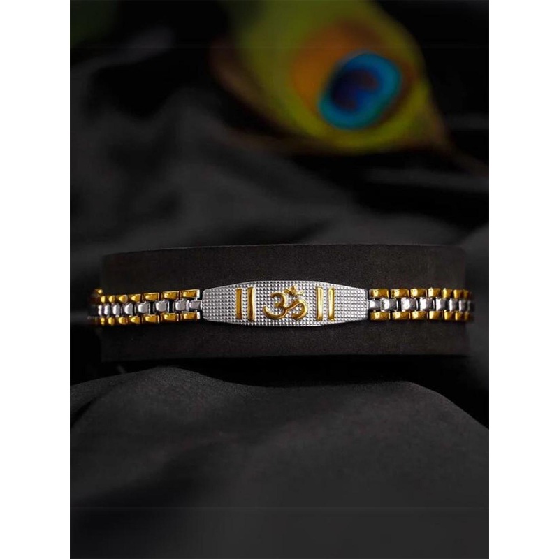 Japam 24K Gold Plated Om Grid Duotone Bracelet