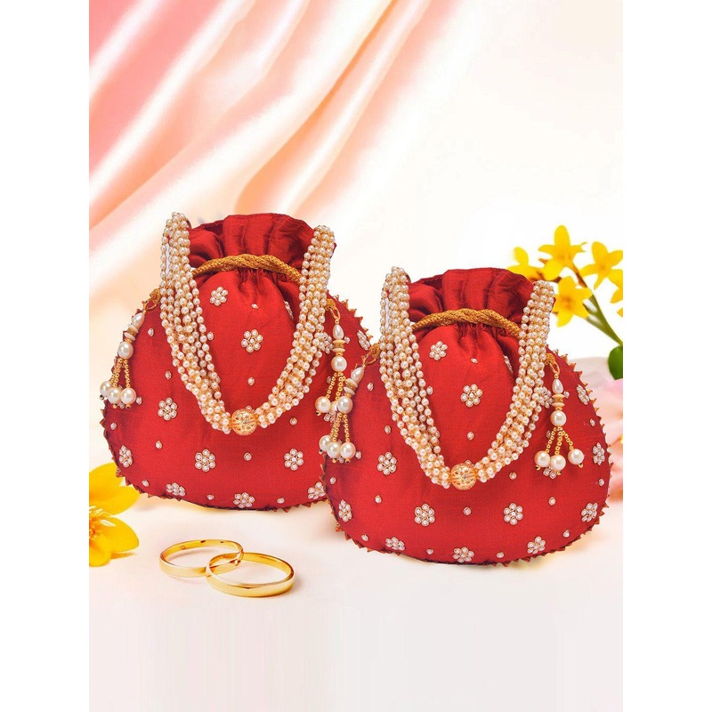 Kuber Industries Set Of 2 Embroidered Embellished Potli Clutch