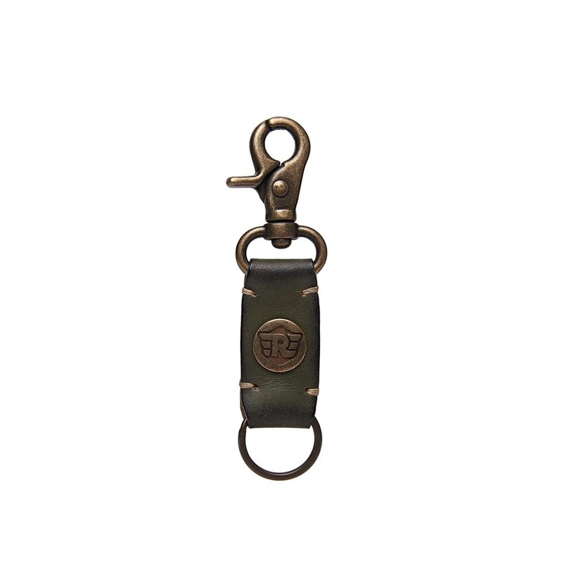 Royal Enfield Unisex Olive-Green & Copper-Toned Textured Leather Key Chain